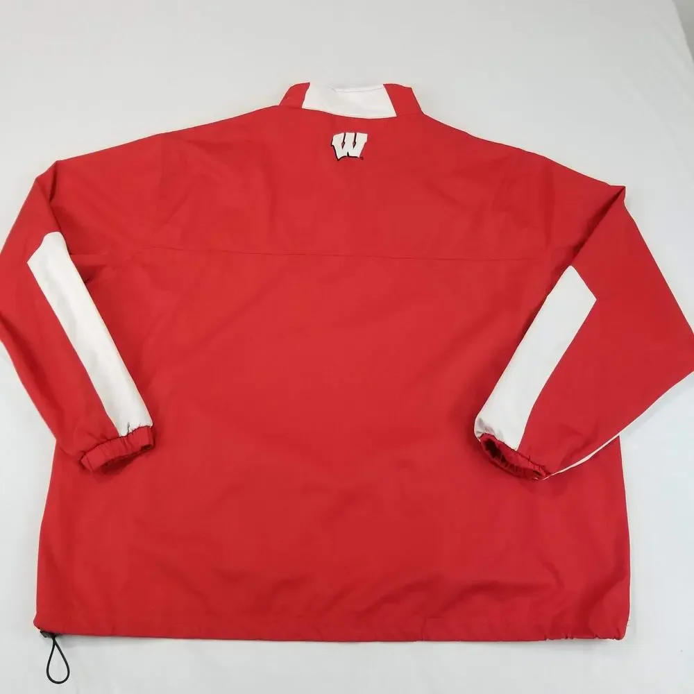 Wisconsin Badgers Jacket Mens XL Red NCAA Football Pullover Windbreaker 1/4 Zip